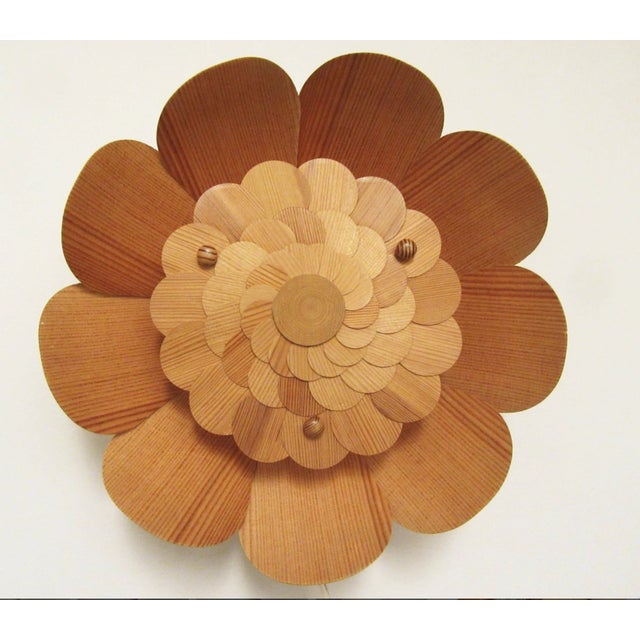 Large Swedish Pine Wall Flower Lamp, 1960s For Sale - Image 6 of 6