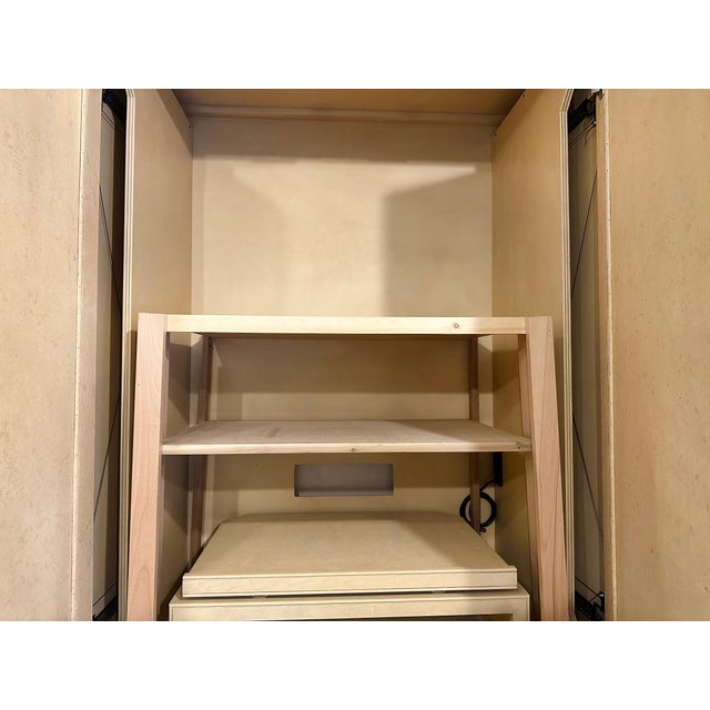 Wood Media Armoire With Mirrored Cabinet Doors For Sale - Image 7 of 12