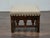 Chocolate Antique Moroccan Hand-Carved Stool with Custom Linen Upholstery, Circa 1900 For Sale - Image 8 of 12