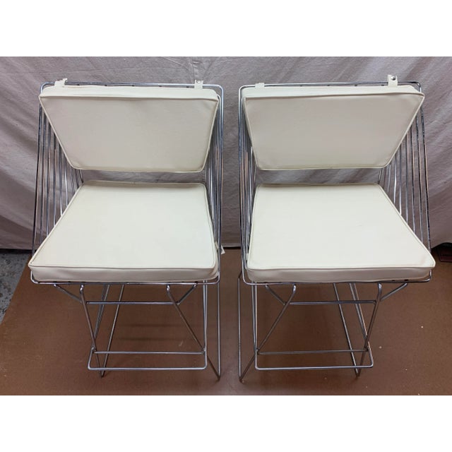 Metal Mid Century Bar Stools Bertoia Style - a Pair For Sale - Image 7 of 8