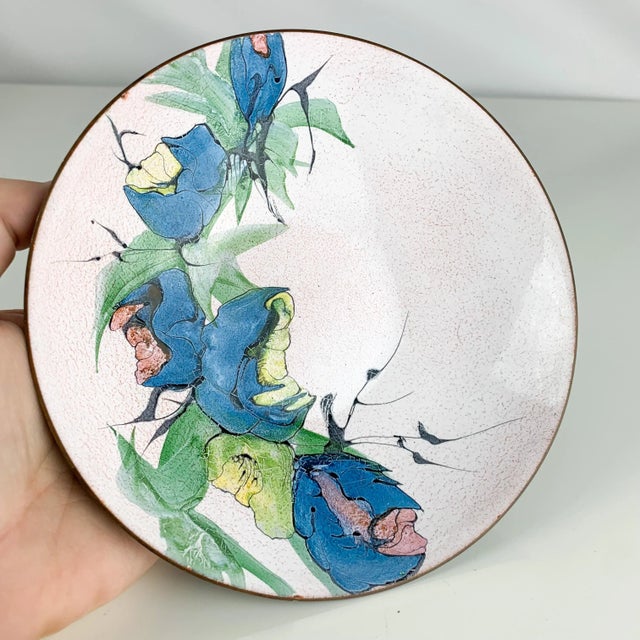 Vintage Mid Century Modern Painted Enamel Copper Bowl by Lilyan Bachrach Signed For Sale - Image 13 of 13