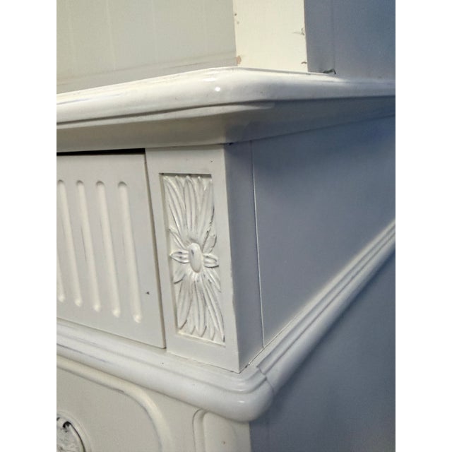 Cream Thomasville Painted Louis XVI Chest With Bookcase Hutch For Sale - Image 8 of 10