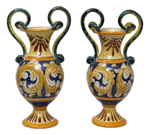 Pair Of 20th Century Italian Painted Ceramic Vases