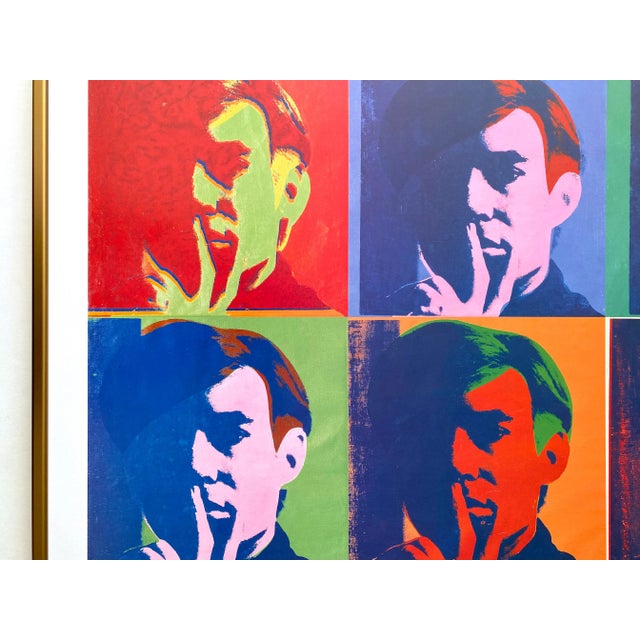 2000 - 2009 Andy Warhol Foundation Lithograph Print Framed Pop Art Poster " a Set of Six Self Portraits " 1967 For Sale - Image 5 of 13