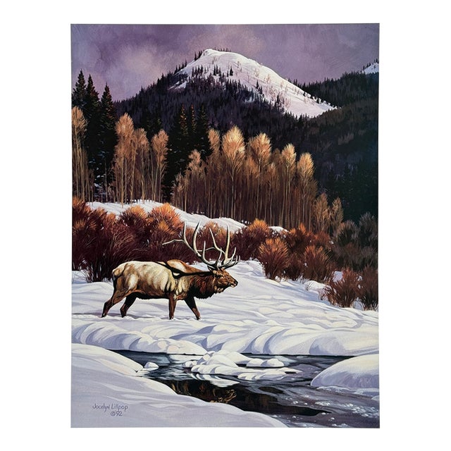 1992 Jocelyn Lillpop Russell Under Mineral Point Signed Numbered Wildlife Print Elk San Juan Mtn. Range For Sale