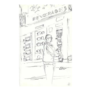 1970s Myriam Cahn New York Cafe Drawing For Sale