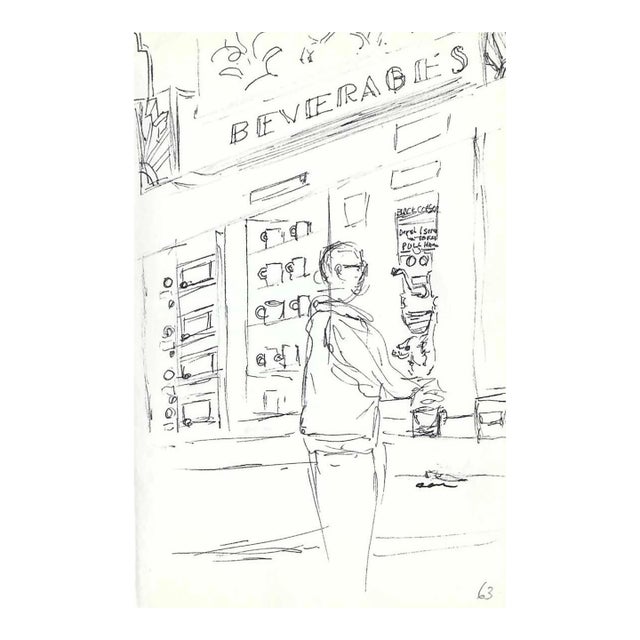 1970s Myriam Cahn New York Cafe Drawing For Sale