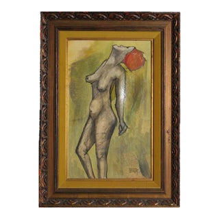 Standing Nude With Red Hair, Unknown Artist Oil on Canvas, Signed 'gregory' and Dated L.l. For Sale