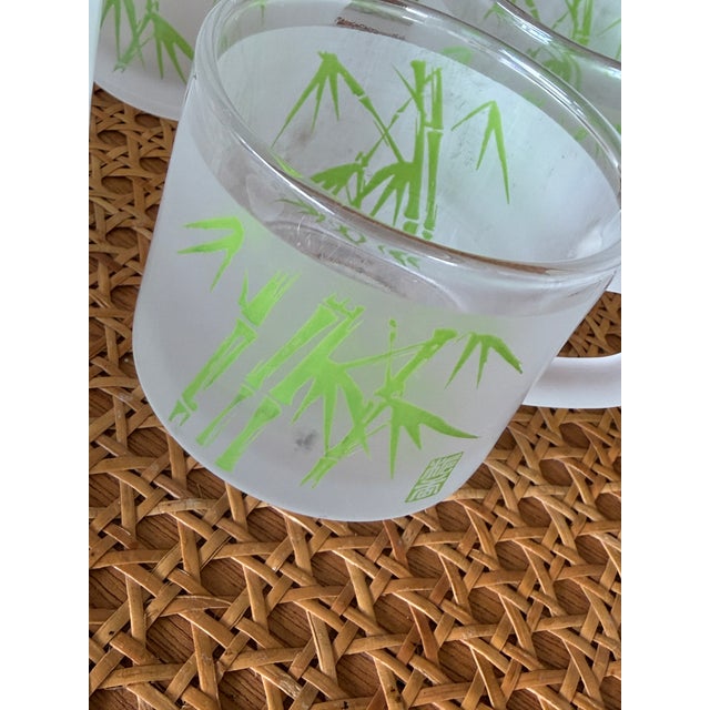 Lime Vintage Sasaki Frosted Bamboo Glass Mugs — Set of 8 For Sale - Image 8 of 11