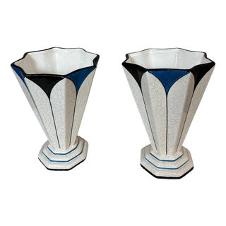 Art Deco Vases from Longwy, 1930s, Set of 2 For Sale