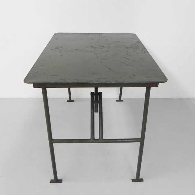 1950s Industrial Folding Table in Steel, 1950s For Sale - Image 5 of 18