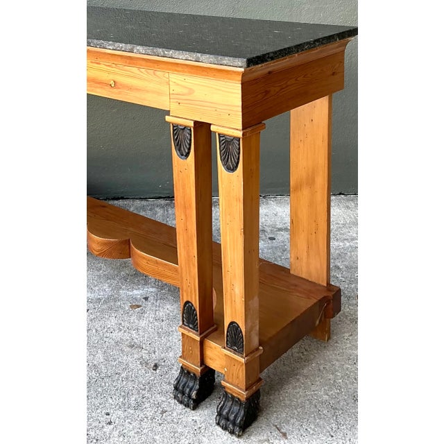 William Switzer Vintage William Switzer Carved Wood Console With Stone Top For Sale - Image 4 of 12