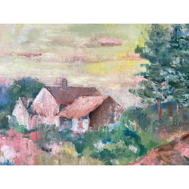 70's Vintage " Old House in Maine " Expressionist - Style Oil on Canvas Painting For Sale - Image 10 of 13