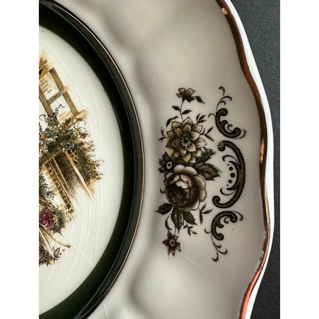 Vintage Mid 20th Century Green and Brown Decorative Wall Plate For Sale - Image 4 of 9