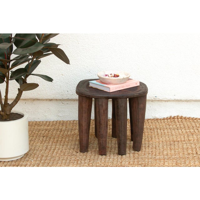 Brown Vintage African Table Carved From a Single Log For Sale - Image 8 of 8