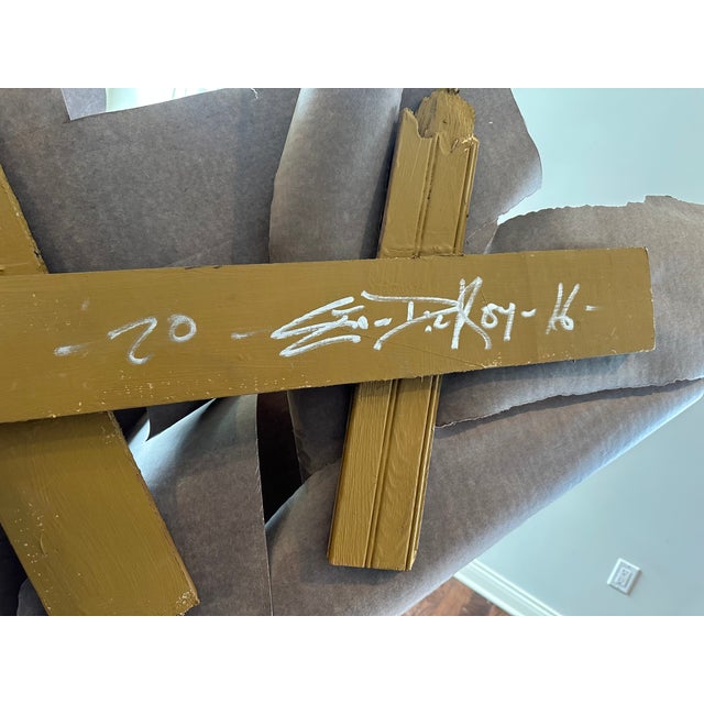 Leon Dickey Signed 2016 African Wood Veneer Abstract Wall Sculpture, 5 Ft For Sale - Image 9 of 15