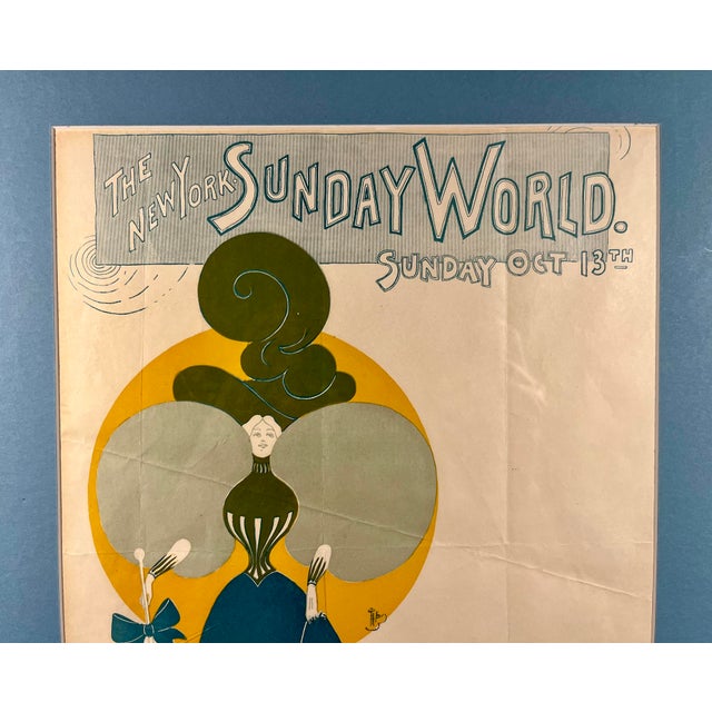 Late 19th Century Antique the New York Sunday World Sunday October 13th Poster Newly Reframed For Sale - Image 4 of 7