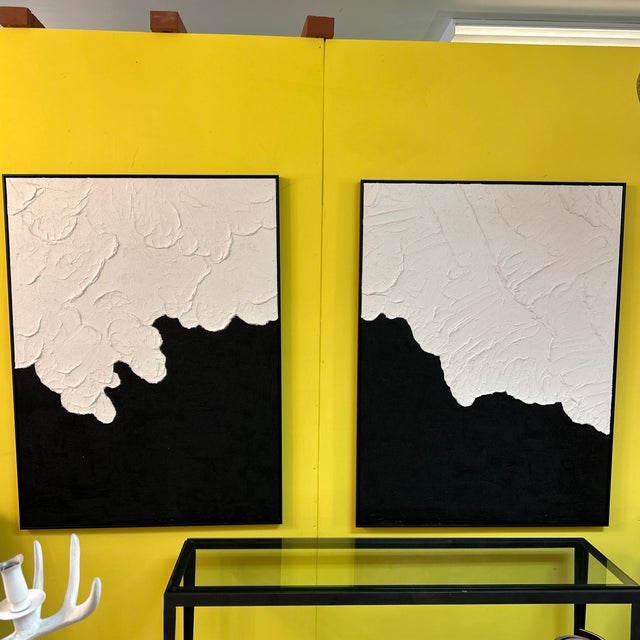 Abstract 1970s Diptych Black and White Wall Mount Collage Work of Art For Sale - Image 3 of 12