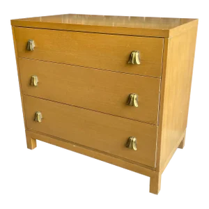 Mid Century Modern Widdicomb 3 Drawer Chest Cabinet With Brass Pulls