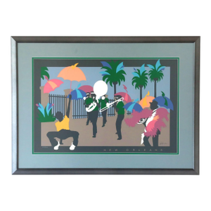 Vintage New Orleans Heritage Festival Framed Lithograph Print by Patti Harris Googe