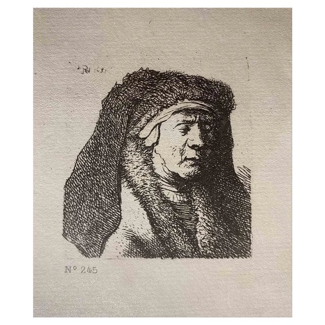After Rembrandt, The Artist's Mother, Etching, 19th Century For Sale