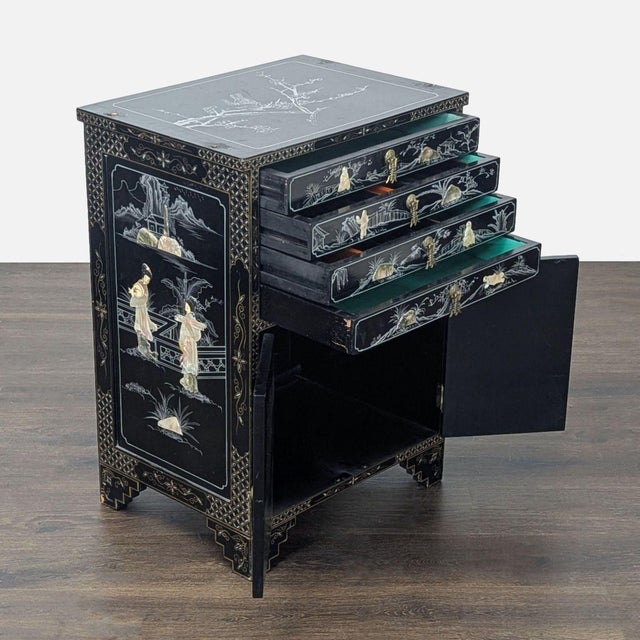 Chinese Vintage Lacquered Chinese Cabinet For Sale - Image 3 of 11