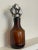 Traditional Vintage Arts & Crafts Decorative Amber Art Glass & Cut Crystal Bottle Styled After Karla Walz For Sale - Image 3 of 9