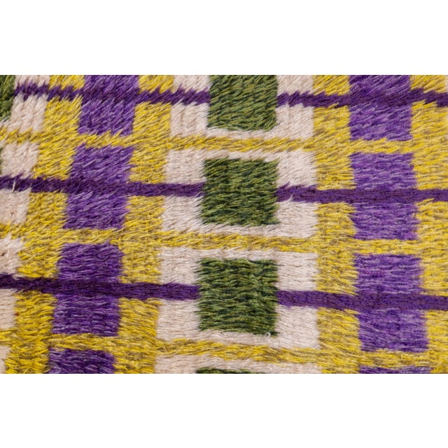 Textile Vintage Swedish Wool Pile Rug 2'2'' X 4'1'' For Sale - Image 7 of 7