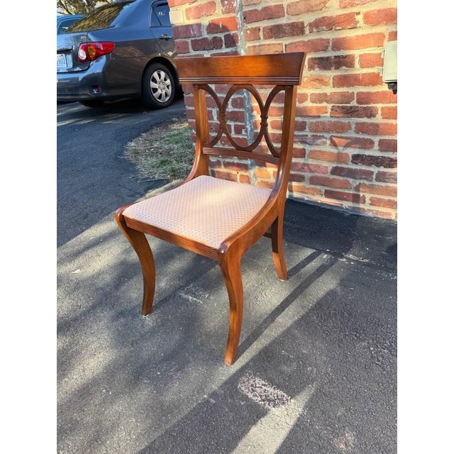 Mid 20th Century Set of 4 Tell City Duncan Phyfe Style Mahogany & Upholstered Dining Chairs For Sale In Washington DC - Image 6 of 15