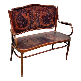 Vienna Secession Bentwood Angel Motif Settee Bench by Jacob & Josef Kohn No. 67 For Sale