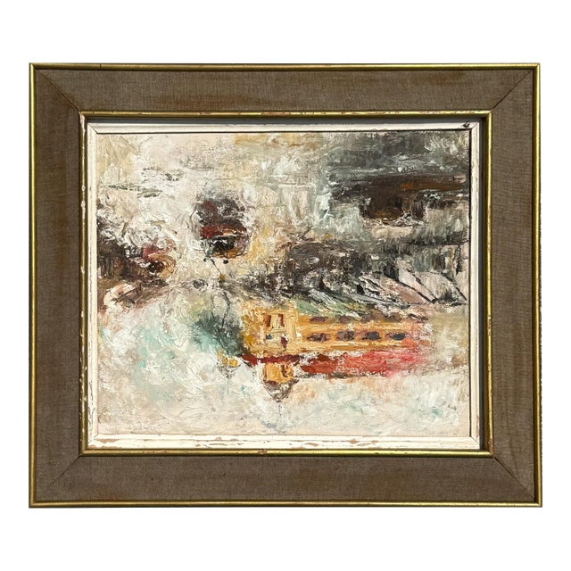 Vintage Boho Abstract Landscape Oil on Canvas For Sale