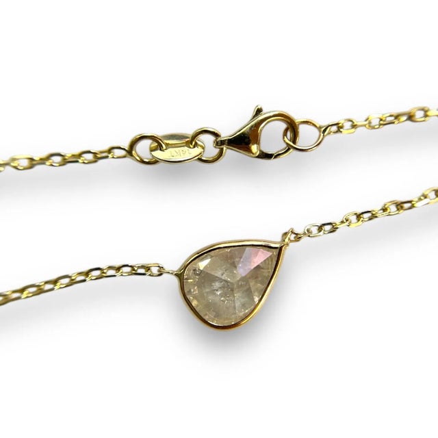 14k Yellow Gold 1.72ct Natural Diamond Bezeled Necklace For Sale - Image 4 of 6