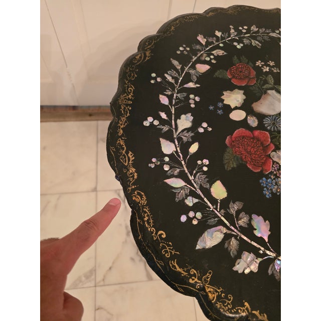 American Mid Century Era Exotic Shell Flip Top Table For Sale - Image 3 of 11