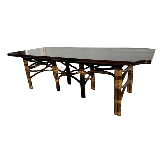 Late 20th Century Handcrafted in Thailand Boho Chic Bamboo/Teak Dining Room Table For Sale