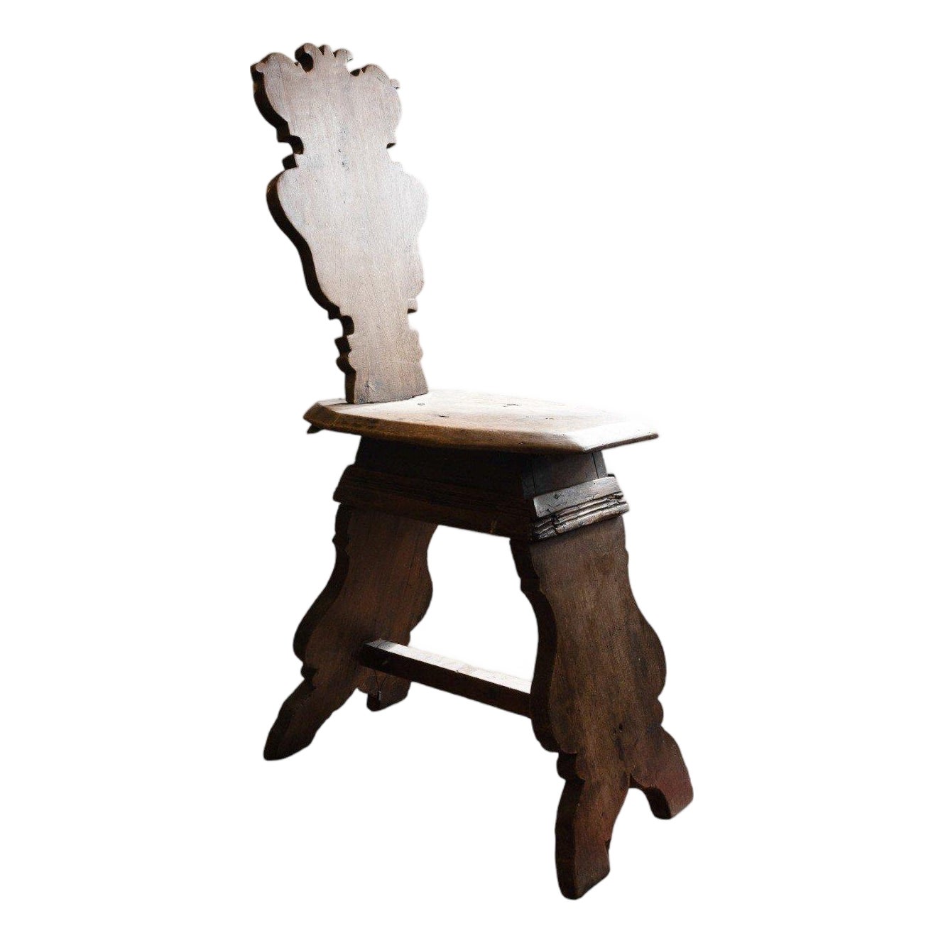 Rustic Hand-Carved Primitive Wood Chair | Chairish
