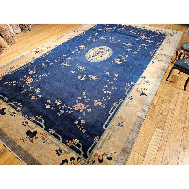 Art Deco Vintage Chinese Art Deco Oversize Rug, Wool Pile, Pagoda Design, 12' X 20' For Sale - Image 3 of 16