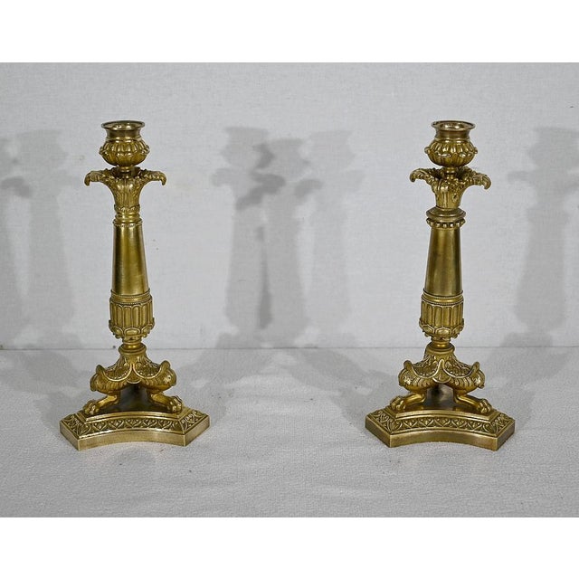 Restauration Era Bronze Candleholders, Early 19th Century, Set of 2 For Sale - Image 17 of 17