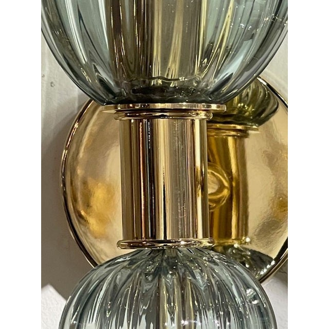 Early 21st Century Contemporary Murano Fontana Green Vase Form Sconces - a Pair For Sale - Image 5 of 9