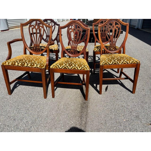Mid-Century Modern Vintage Floral Midcentury Modern Dining Room Chairs, Set of 6 For Sale - Image 3 of 8