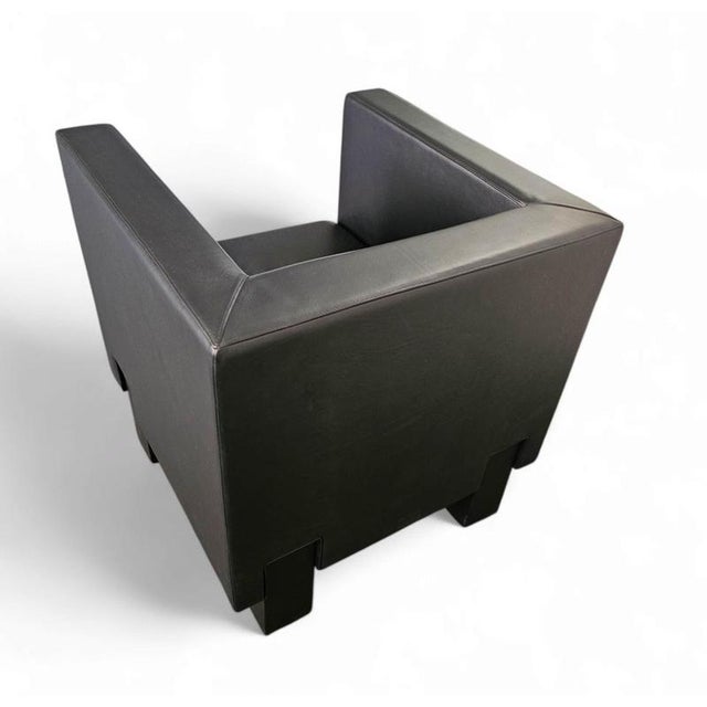 Moji Armchairs and 2-Seater Sofa in Black Leather by Shigeru Uchida for Poltrona Frau, Set of 5 For Sale - Image 12 of 18