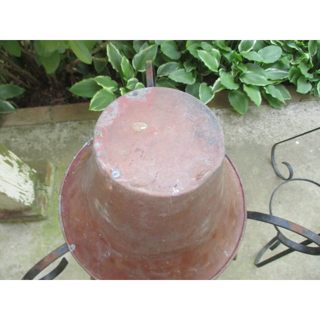 Antique French Wrought Iron & Copper Pots Patinated Jardinières Planters-Pair For Sale - Image 9 of 9