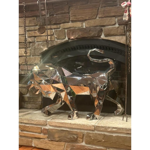 2020s Lion Stainless Steel Polygonal Sculpture For Sale - Image 5 of 8