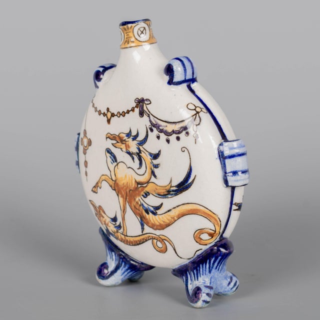 19th Century French Gien Faience Miniature Moon Flask For Sale - Image 10 of 10