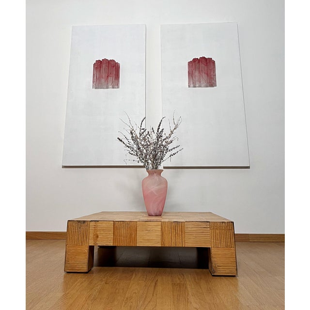 Pink Vintage Murano Glass Tube Wall Sconces with 5 Pink Alabaster Glass Tube, 1990, Set of 2 For Sale - Image 8 of 18
