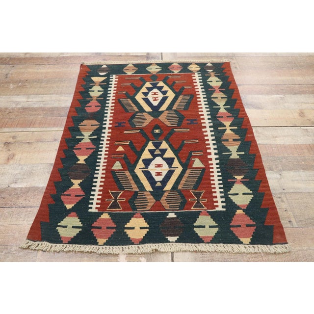 Textile Vintage Persian Shiraz Kilim Rug - 03'00 X 04'01 For Sale - Image 7 of 9