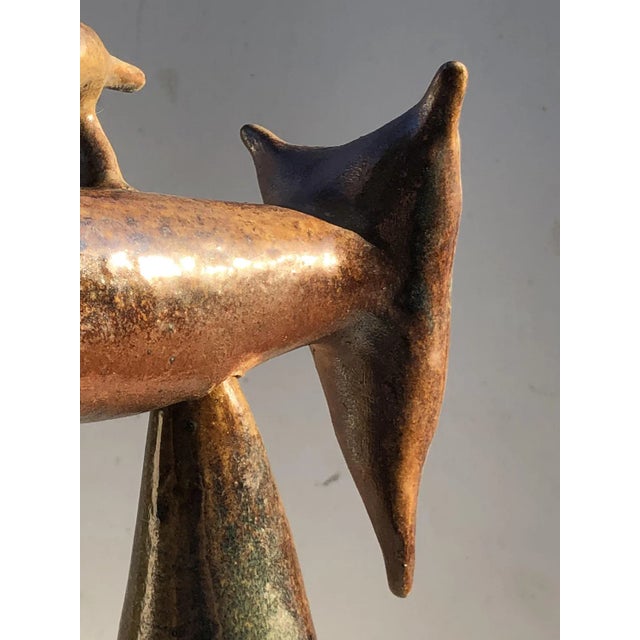 Tan Brutalist Zoomorphic Ceramic Sculpture from La Borne, 1980s For Sale - Image 8 of 12