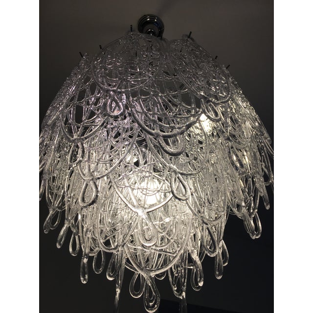 Metal Modern Murano Glass "Ragnatela" Italian Chandelier in Venini Style For Sale - Image 7 of 10