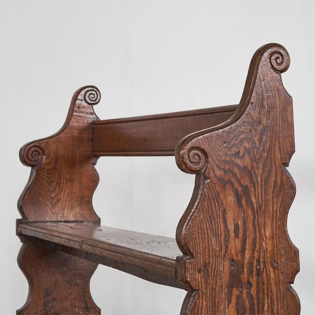 Antique Hall Bench in Carved Oak, 19th Century For Sale - Image 3 of 14