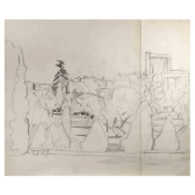 Reynold Arnould, Landscape, Pencil Drawing, Mid-20th Century For Sale