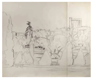 Reynold Arnould, Landscape, Pencil Drawing, Mid-20th Century
